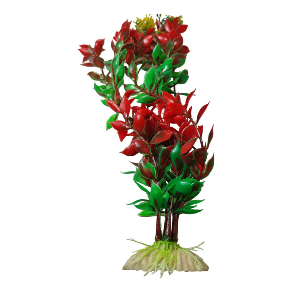 Planta Artificial Para Aquario Terrario Grande Plastica Artificial Agua Doce Ciclideos Vermelha Verde Ornamento Enfeite Raiz Decorativo Decoração