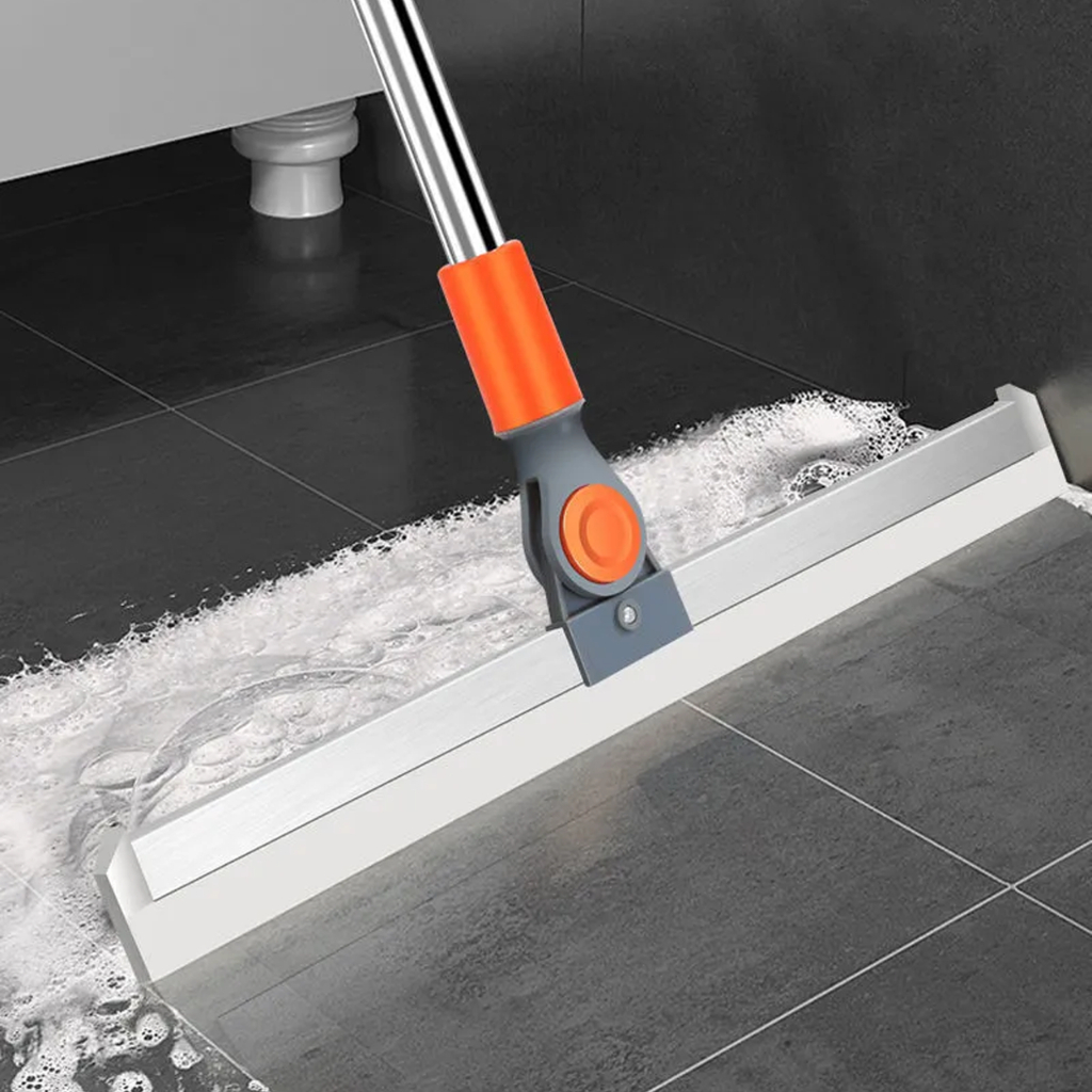 Vassoura Rodo Mágico de Silicone Multiuso Raspador para Limpeza de Pisos e Vidros com Cabo...