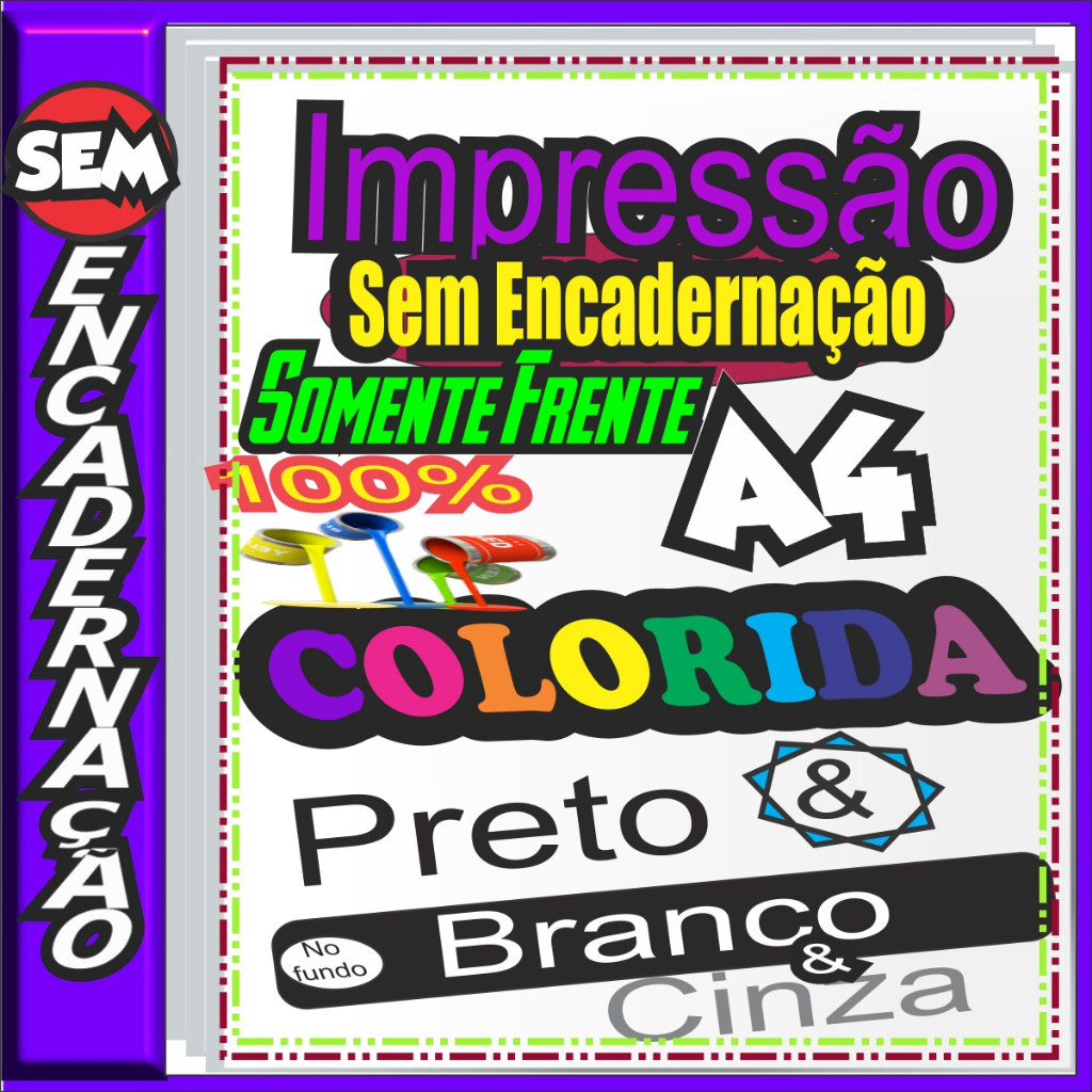 Impressão em A4 de até 900 páginas Impressa SOMENTE FRENTE 1 PÁGINA POR FOLHA SEM ENCADERNAÇÃO