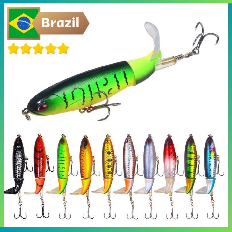 Isca Artificial Whopper Popper 13g/10cm Rotativa Flutuante Iscas De Pesca Top Água