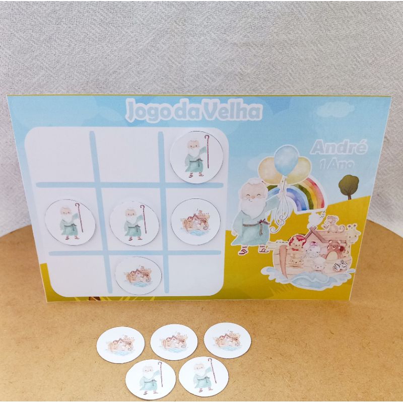 lembrancinhas de aniversário para festas infantis Jogo da Velha Personalizado Tema Arca de Noé Menino/Arca de Noé Menina