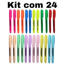 Kit 24 Marca Texto (12 Neon + 12 pastel) Masterprint