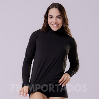 blusa gola alta feminina camisa termica segunda pele proteção solar