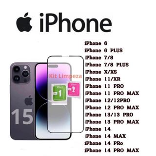 Película De Vidro 9D 3D iPhone 6/6S/7/8 Plus/11 Pro/X/XR/Xs Max/12 Mini/13/14/15