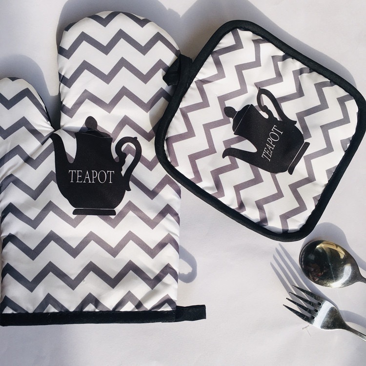 Kit Luva Termica Forno Fogão Cozinha Quente + Descanso De Panela