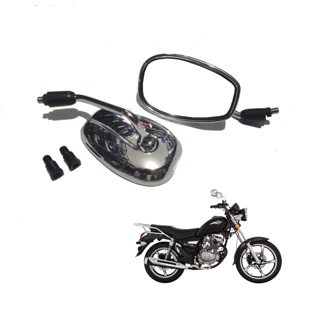 Par Retrovisor Haojue Chopper Road 150 - Modelo Original Cromado - Lente Convexa