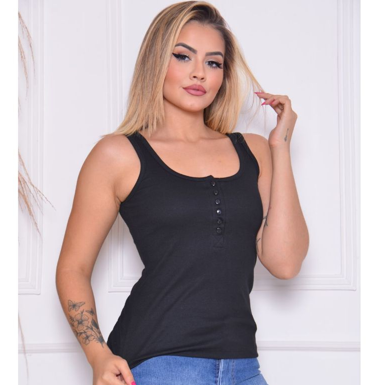 Kit Com 2 Blusas Botão Canelada De Algodão Os Botões Abrem Imperdível Top