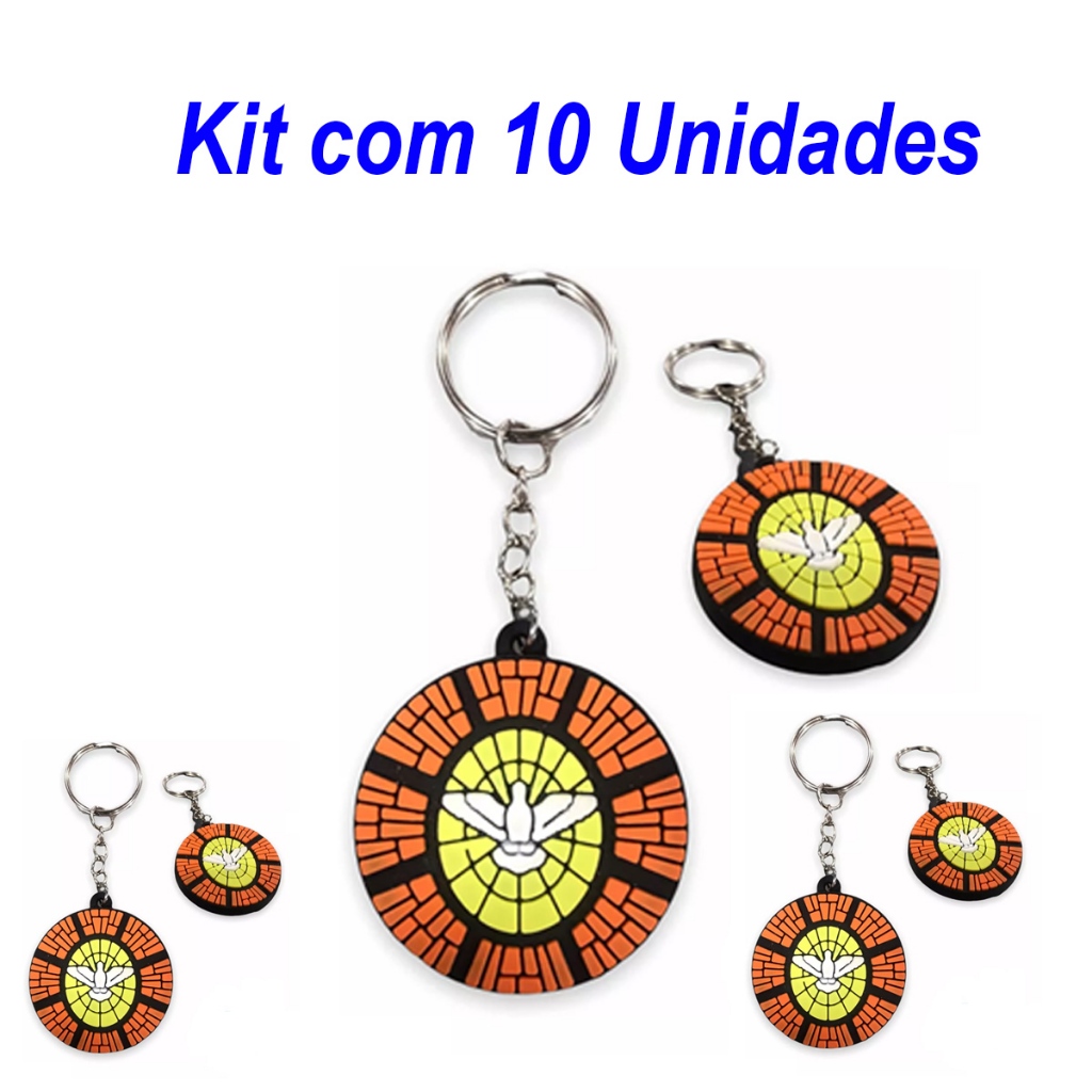 Chaveiro Borracha Divino Espírito Santo Lembrancinha Kit com 10 Unidades