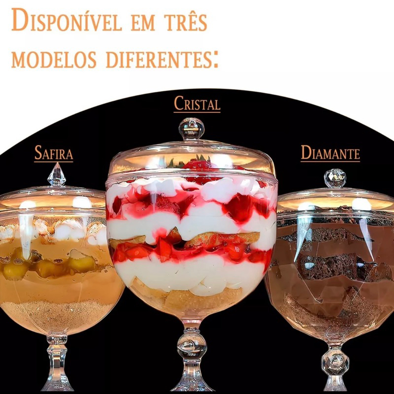 KIT TAÇA DIAMANTE 1.250 ml BLUE STAR COM TAMPA ACRÍLICA em Oferta na Shopee