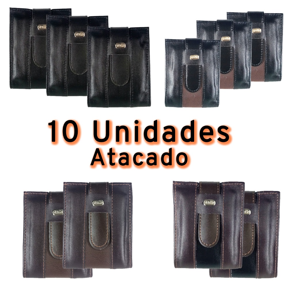 Kit 10 Carteira Masculina Grande com  Porta Documentos Atacado Revenda Barato Cabe RG CNH Porta Moeda Direto da Fábrica em Oferta na Shopee