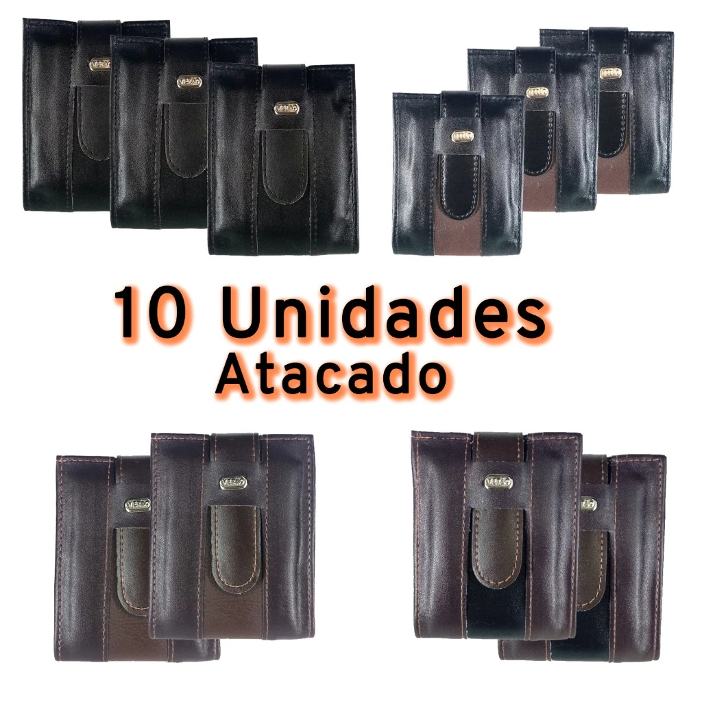 Kit 10 Carteira Masculina Grande com Porta Documentos Atacado Revenda Barato Cabe RG CNH Porta Moeda Direto da Fábrica