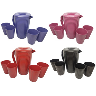Kit Jarra 1,8l + 4 Copos 300ml Ondulados Plástico em Oferta na Shopee