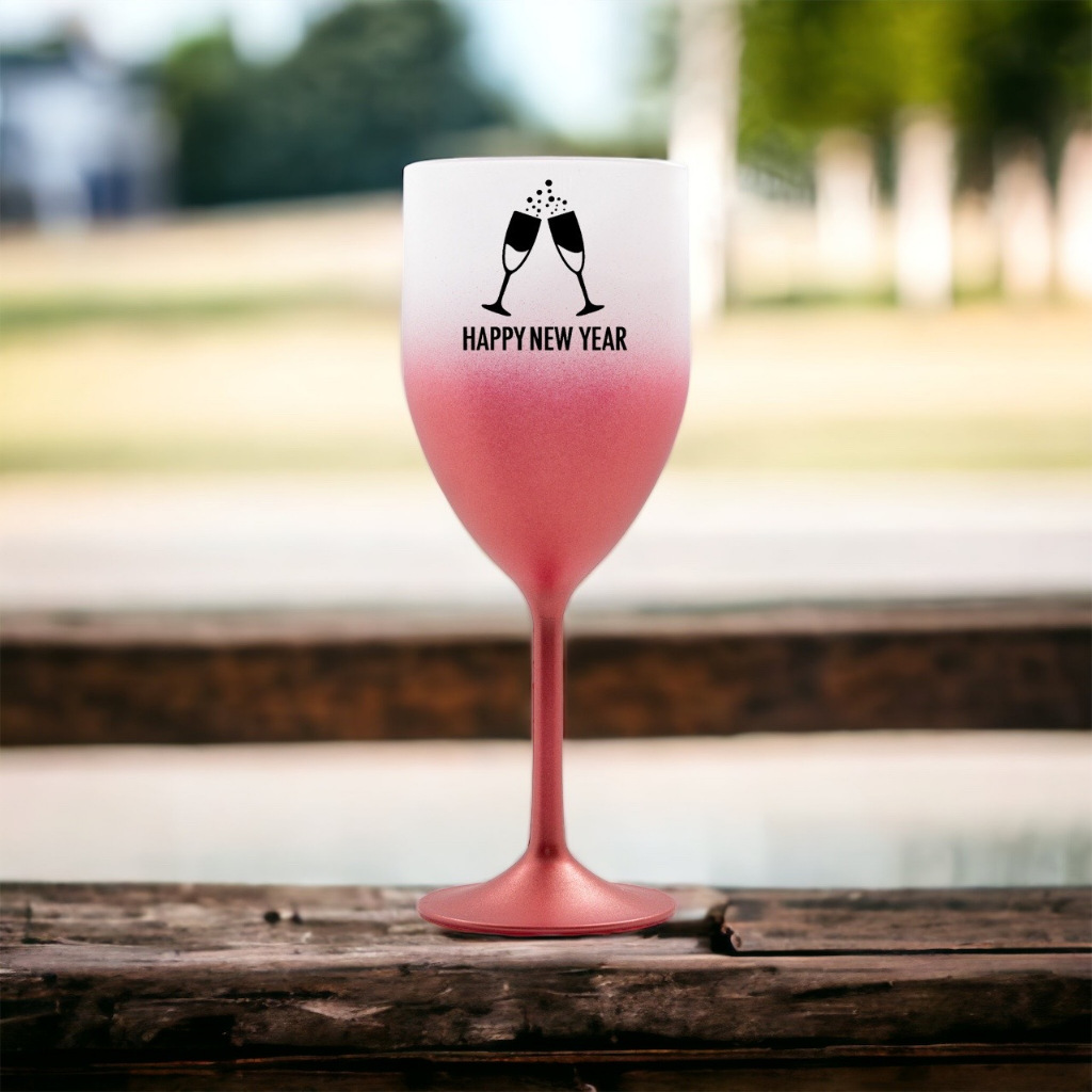 25 Taças De Vinho Acrílica Personalizadas Degradê Jateada