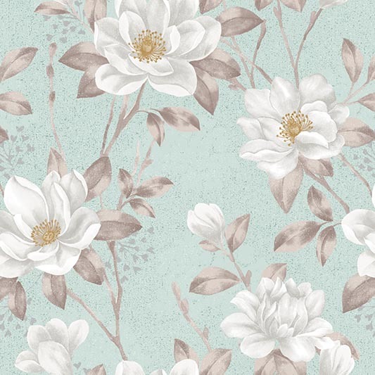 Papel De Parede Floral Fundo Verdinho Estilo Textura Flores 3mx58cm