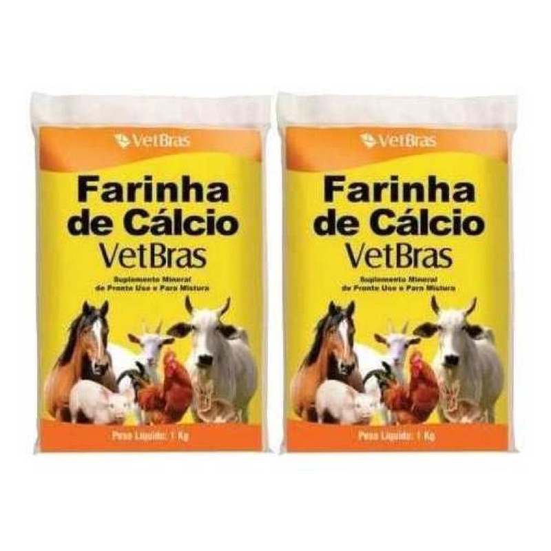 Kit 2Kg Farinha de Cálcio Suplemento Mineral Vetbras