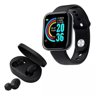 Kit Relógio Smartwatch Digital Inteligente D20 + Fone De Ouvido Sem Fio Bluetooth Air Dots