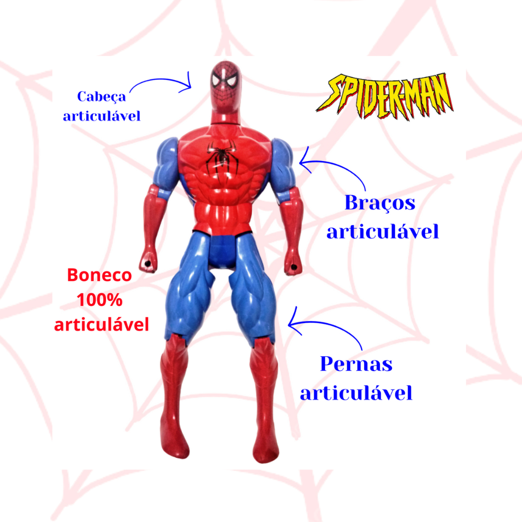 Homem Aranha Boneco Grande 30 cm Brinquedo S/LUZ 100% Articulado/Figuras de ação/ Vingadores/Infantil /Herói/ Spiderman