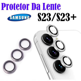 Kit 3 Peças Película De Câmera Para Galaxy S23/S23 Plus Protetor De Lente Com Anel De Metal Vidro Temperado