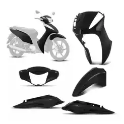 Kit Carenagem plástica Biz 125 Biz 110 2011 2014 2016 freio a Tambor 4 Peças PRETO