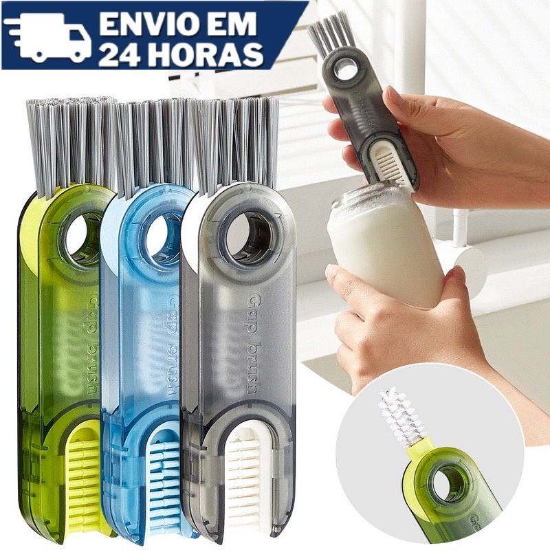 3 Em 1 Escova De Limpeza Da Boca De Garrafa Rotativa Para Copos Copo Tampa Dobrável Bico Garrafa Mamadeira