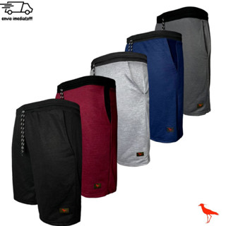 Kit 5 Bermudas Masculinas Moletom Lisas Amarração Algodão Cós Elastano Academia Treino Ducam