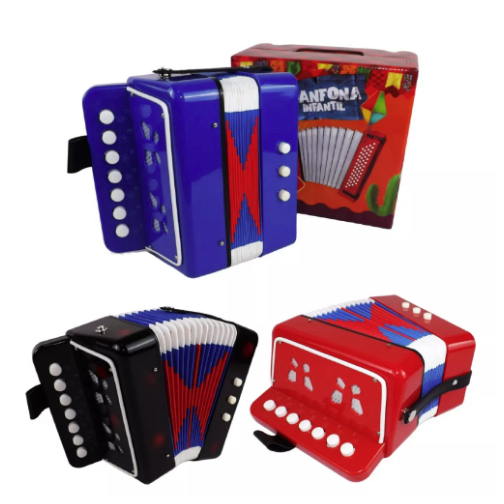 Sanfona Infantil Acordeon 3 Baixo 7 Teclas Brinquedo De Tocar Real toca de verdade varias cores