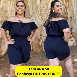 Macaquinho Macacão Plus Size Feminino Curto Com elástico Soltinho Verão Elastex Moda Feminina Envio 24h