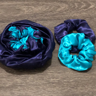 Touca Cetim Dupla Face GRANDE + 2 Scrunchies (Xuxinhas) variadas