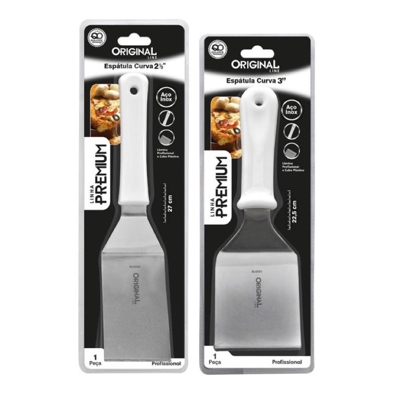 Kit 2 Espatulas Inox Lanche Curva Chapeiro E Cozinha