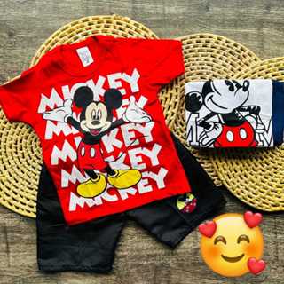Conjunto Mickey Infantil Camisa bermuda Verão