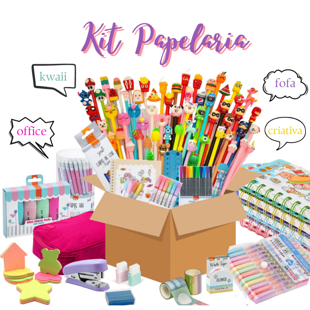 Kits Papelaria Varios Modelos Para Escolher  kawai - Fofo - Básico - Escritório