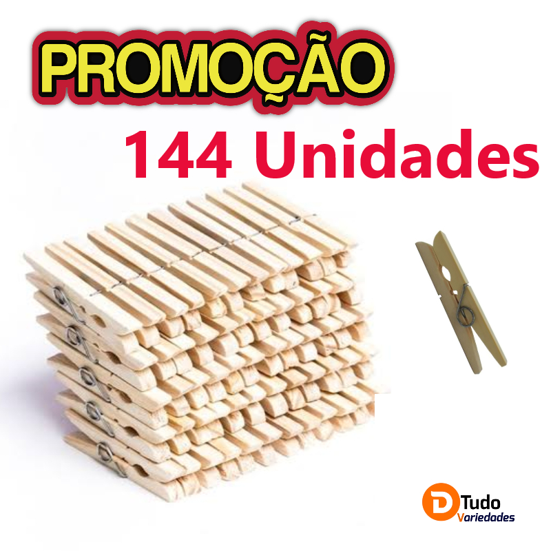 KIT 144 Unidades de Prendedores De Roupas, Madeira em Oferta na Shopee