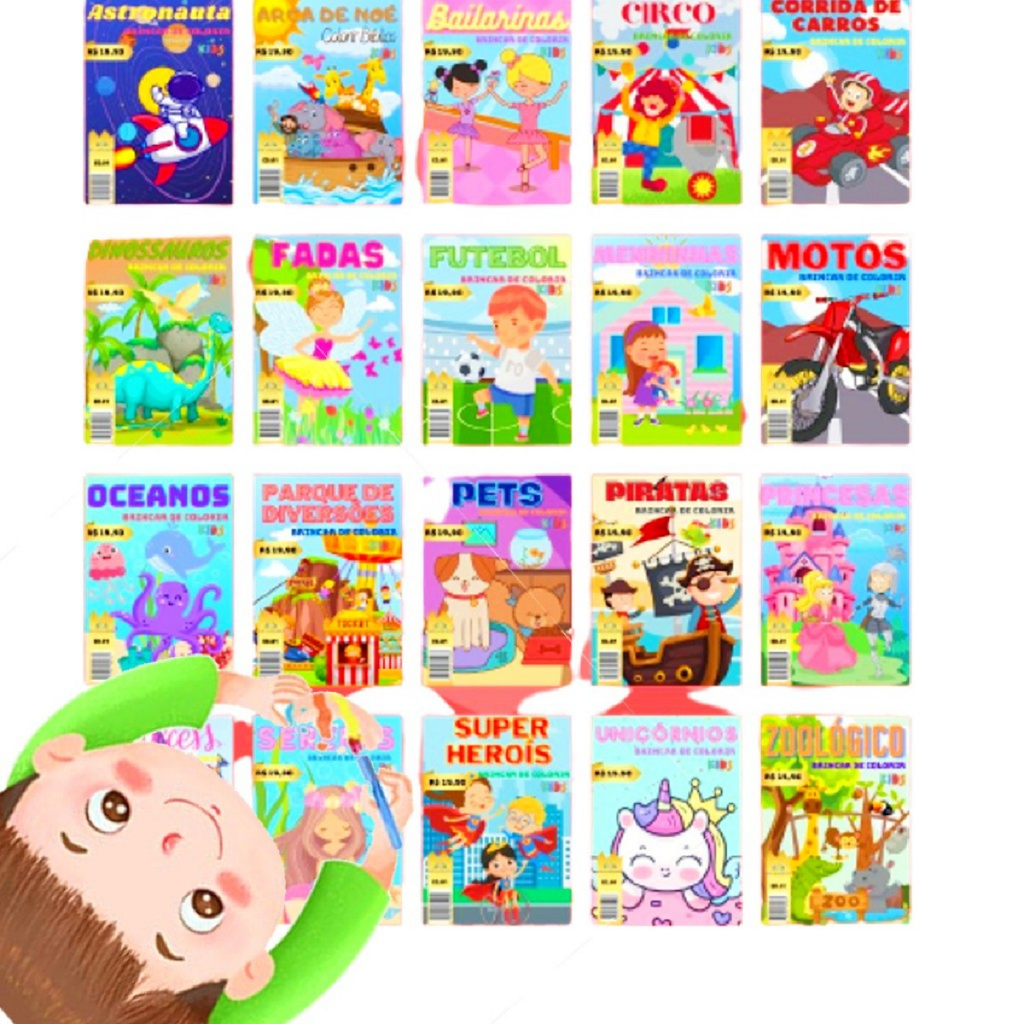 Kit 50 Revistinha Livro educativo de Colorir Infantil p/ Kit Festa Lembrancinha Prenda