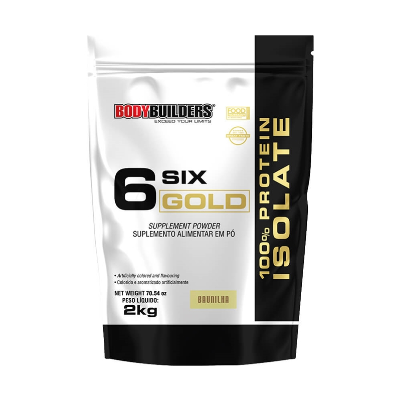 Whey Protein Isolado Six Gold 100% Protein Isolate 2 Kg - Bodybuilders Suplemento para Definição e Performance