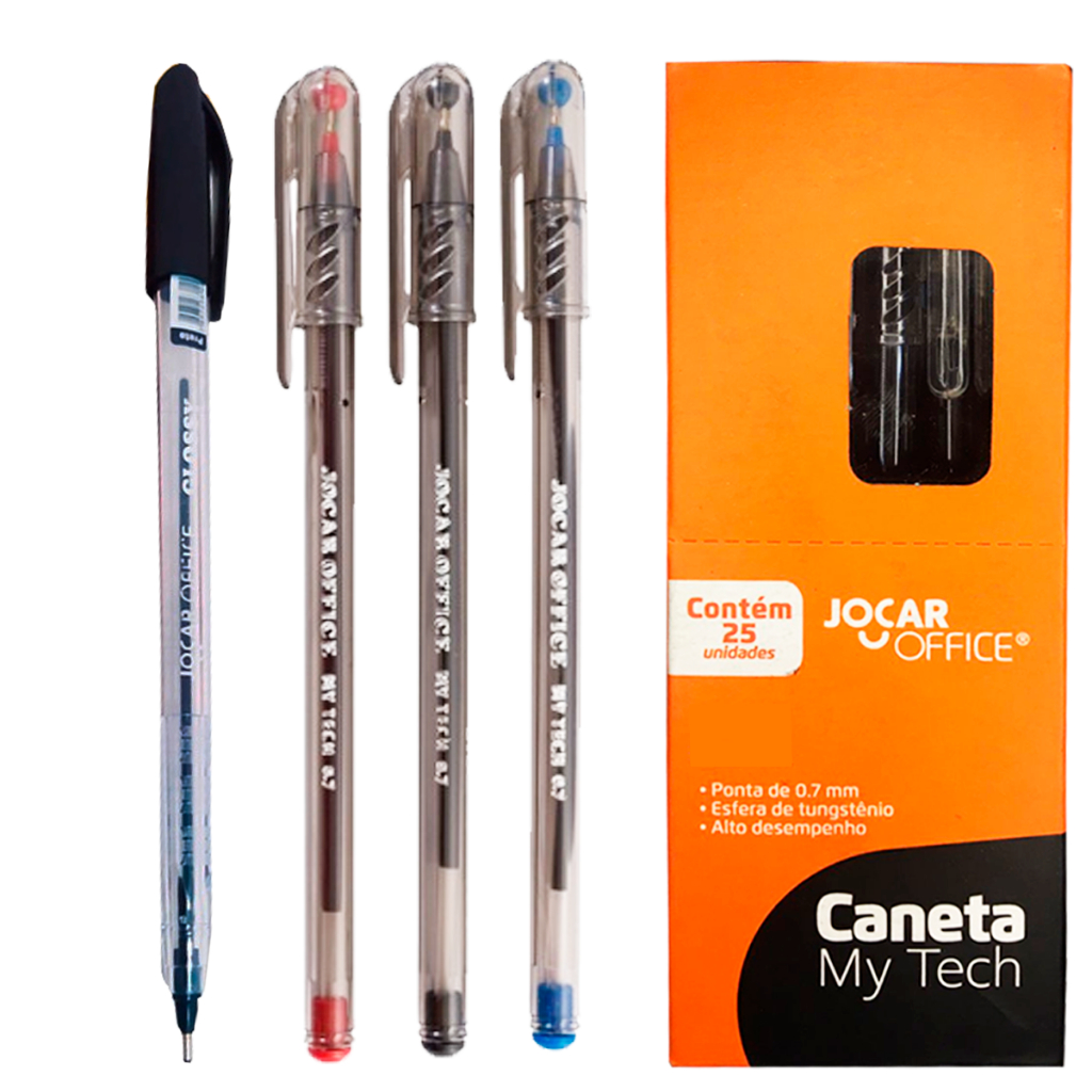 Kit Jogo Caixa De Canetas Esferográficas Glossy  My Tech Várias Cores Ponta Média Esférica em Oferta na Shopee