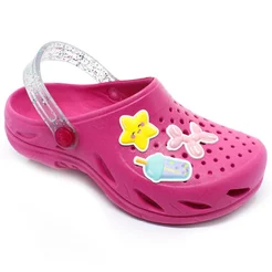 Babuche Sandália Chinelo Papete Infantil Plugt Menina Patches Estrela Glitter Brilho Pink Promoção