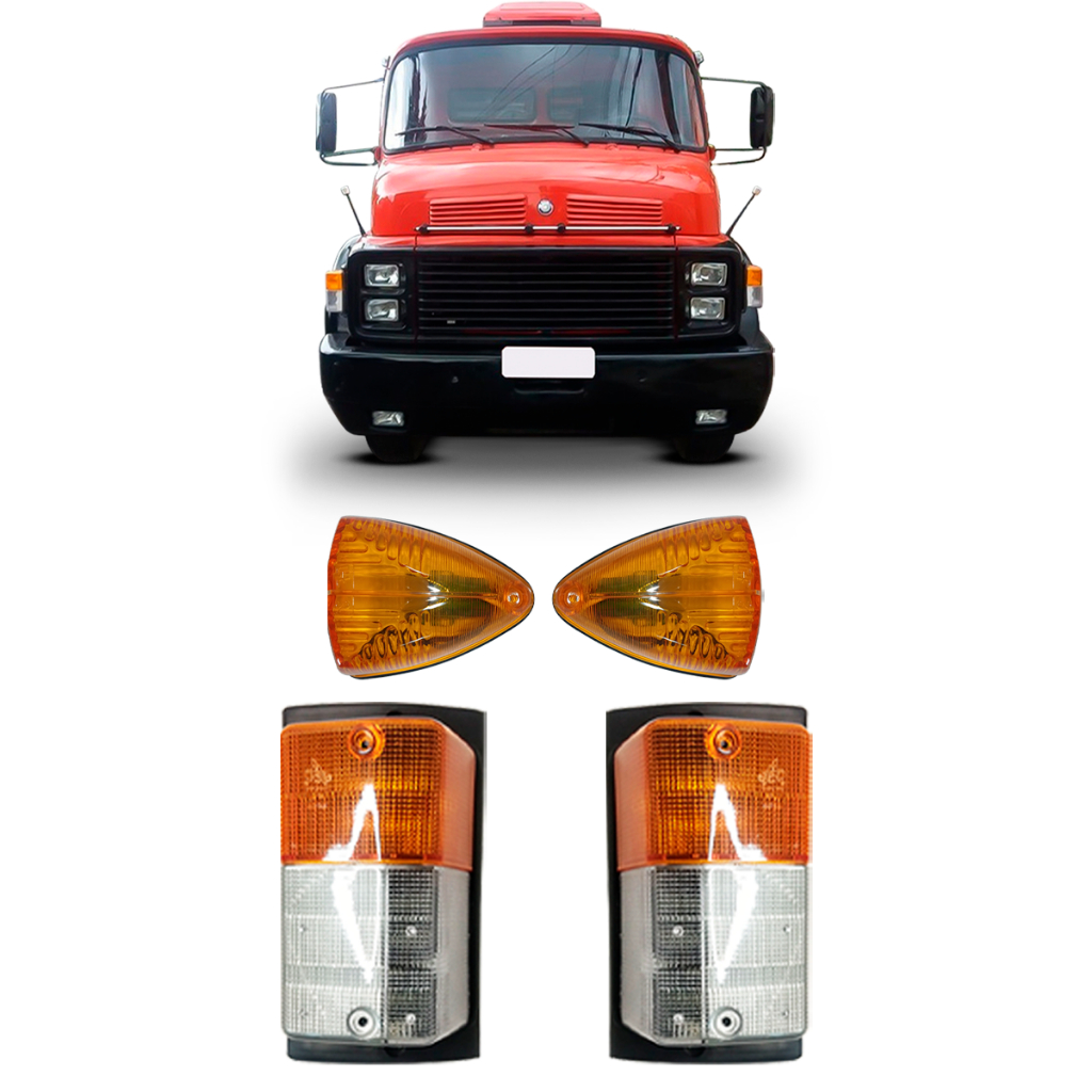 KIT LANTERNA SETA TETO CAMINHÃO MB 1113 1114 1313 2013 CARA PRETA