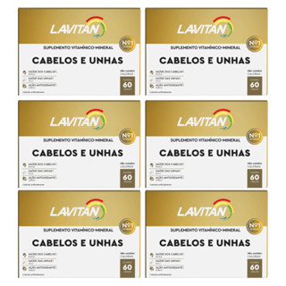 Lavitan Hair Cabelos E Unha Biotina Cimed 60 cápsulas- Kit com 6 caixas