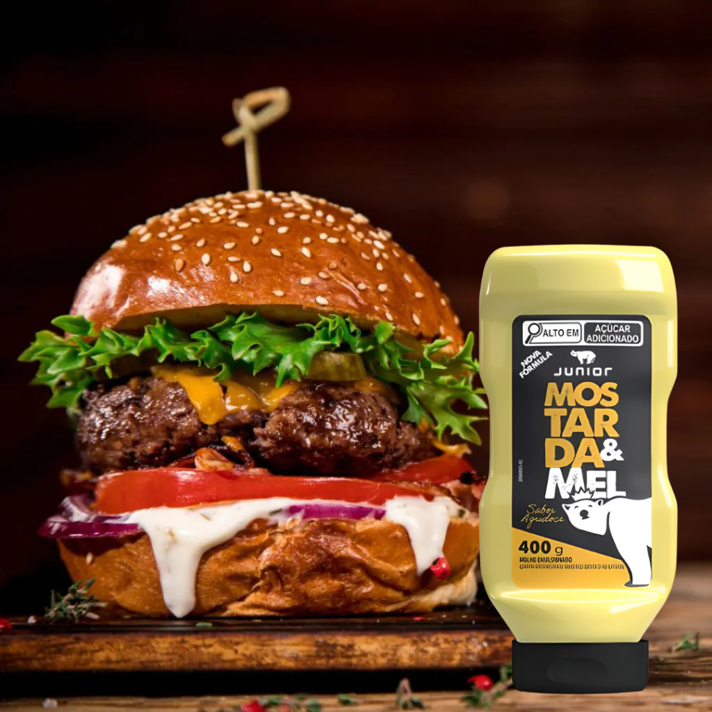 Mostarda E Mel Gourmet Cremosa 400g Junior Frasco Food Service Molho Lanches Fritas Snacks