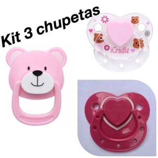 kit de 3 chupetas magnéticas para bebê reborn