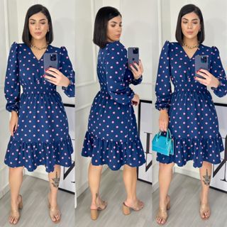 Vestido Feminino Midi Estampado com manga longa