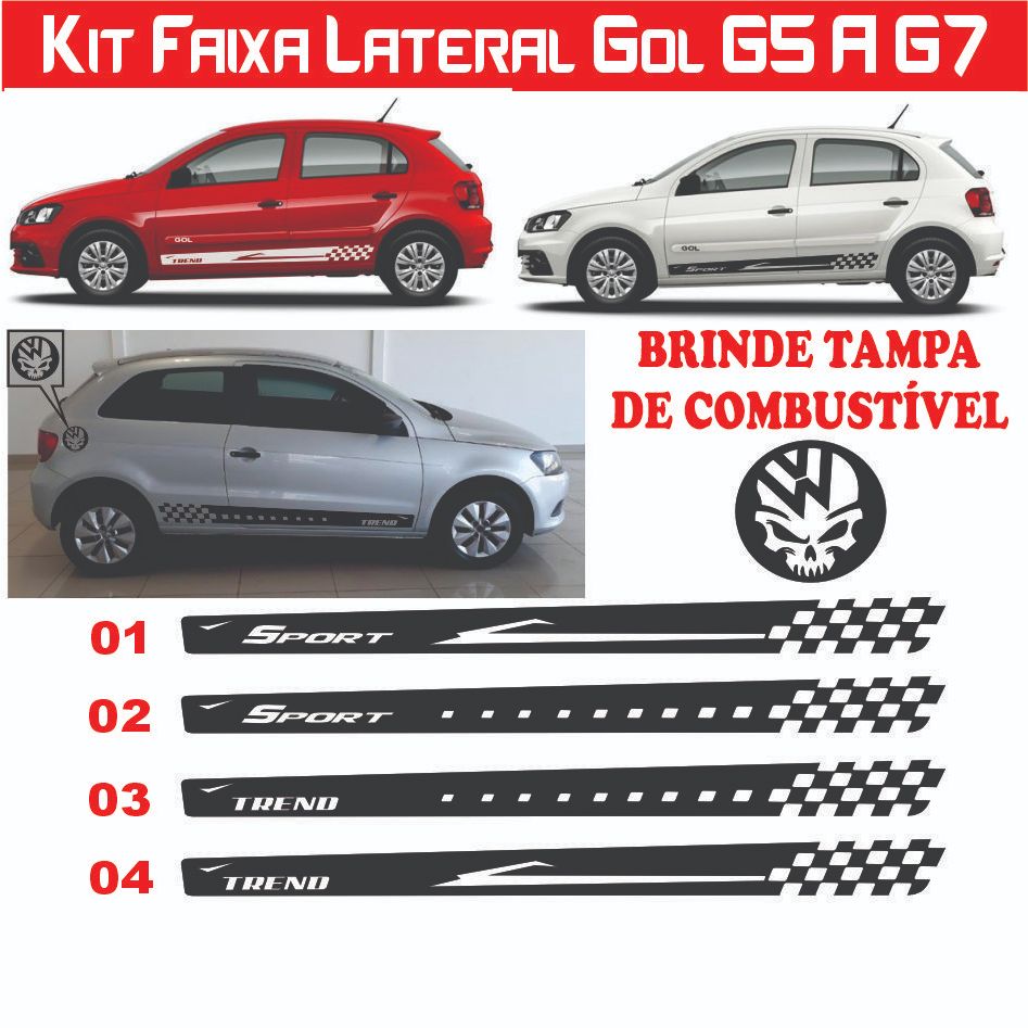Adesivo Gol Faixa lateral G3 G4 G5 G6 G7 E VOYAGE