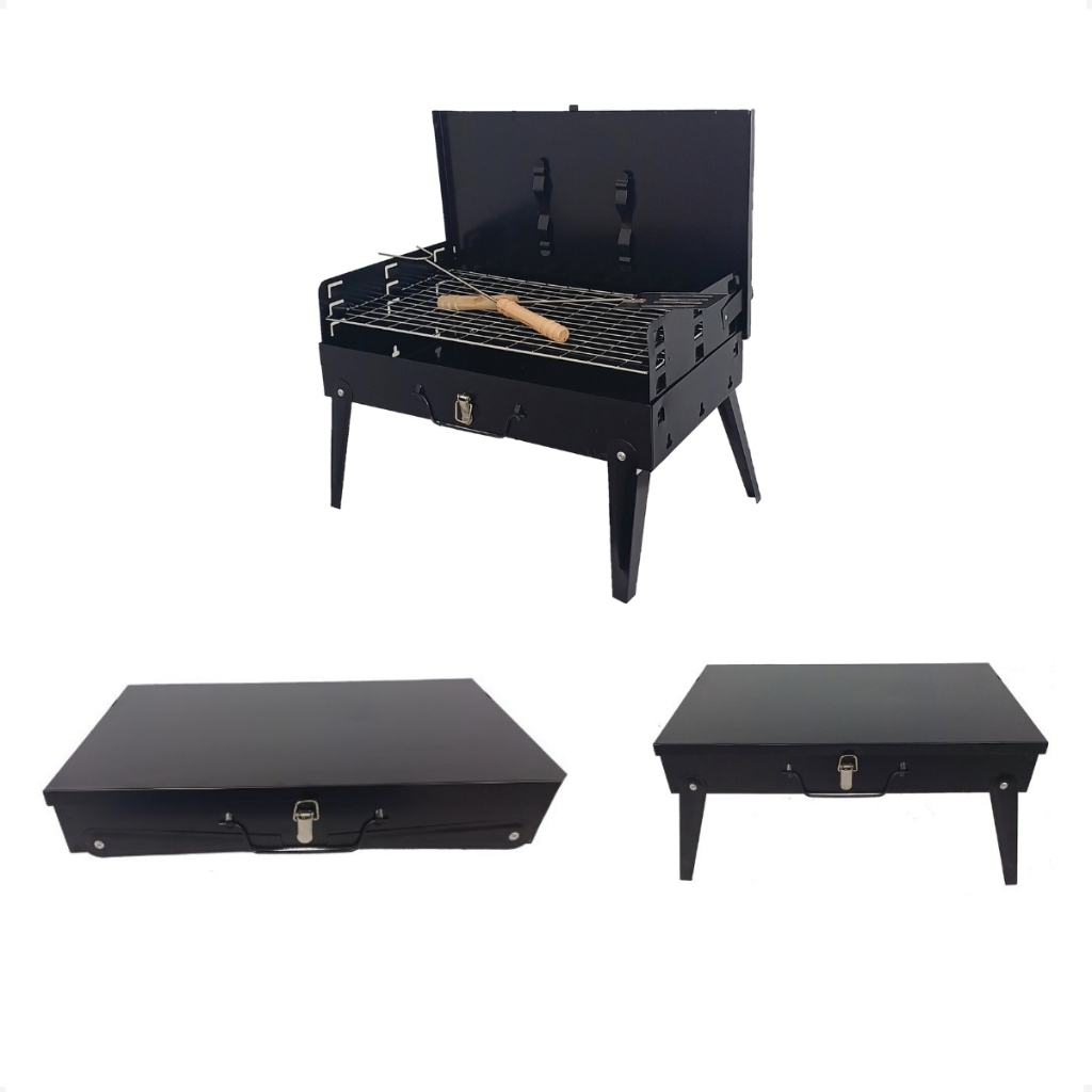 Churrasqueira Carpi - Portátil com pernas dobráveis a carvão Prática Móvel Camping Maleta