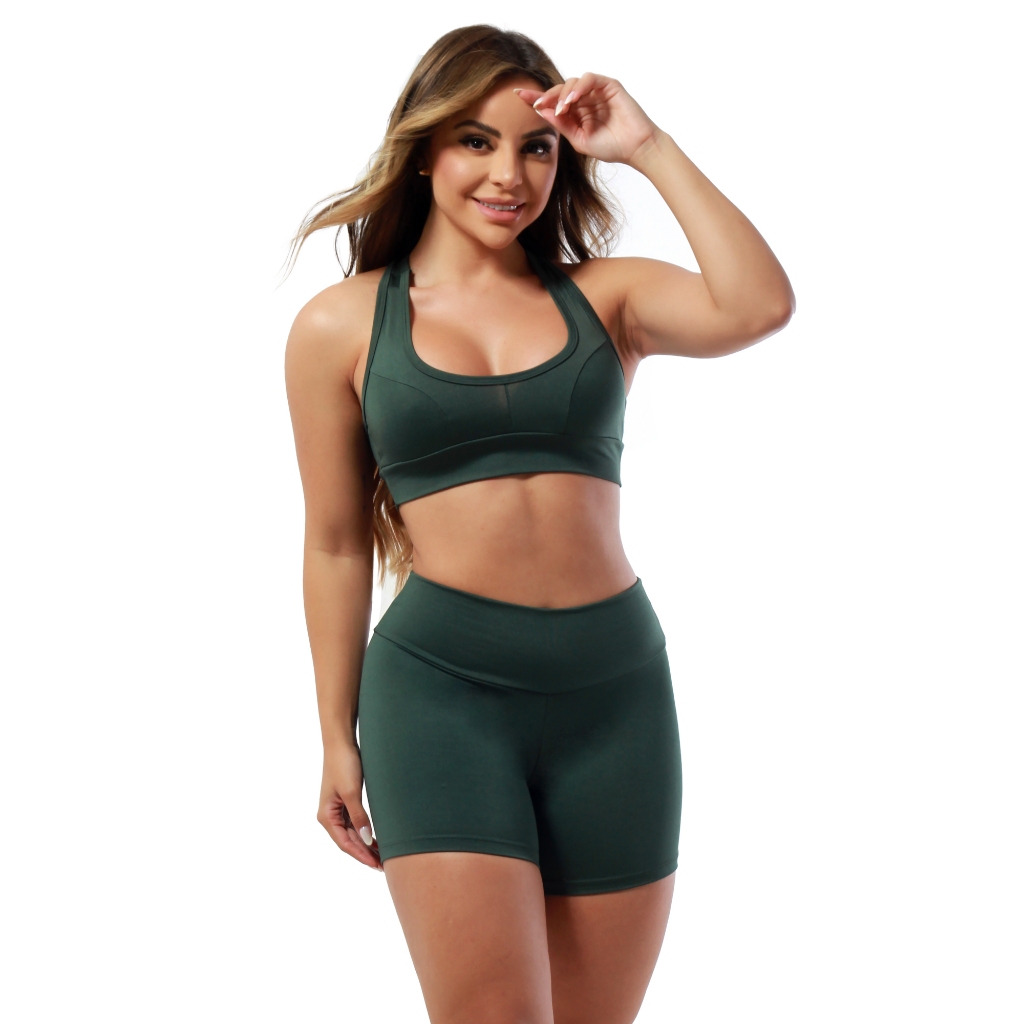 Conjunto Short e Top Nadador Fitness Feminino Roupas Para Academia A19 em Oferta na Shopee