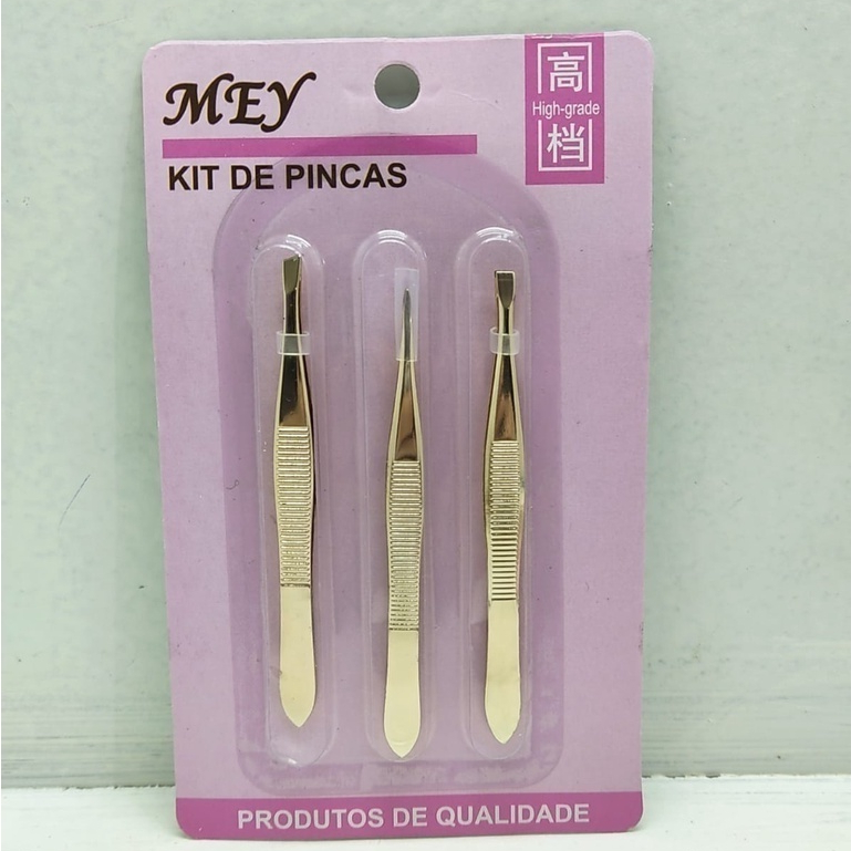 kit 3 Pinça Profissional Em Aço Inoxidável Para Sobrancelha  Remoção De Pelos  Sobrancelha em Oferta na Shopee