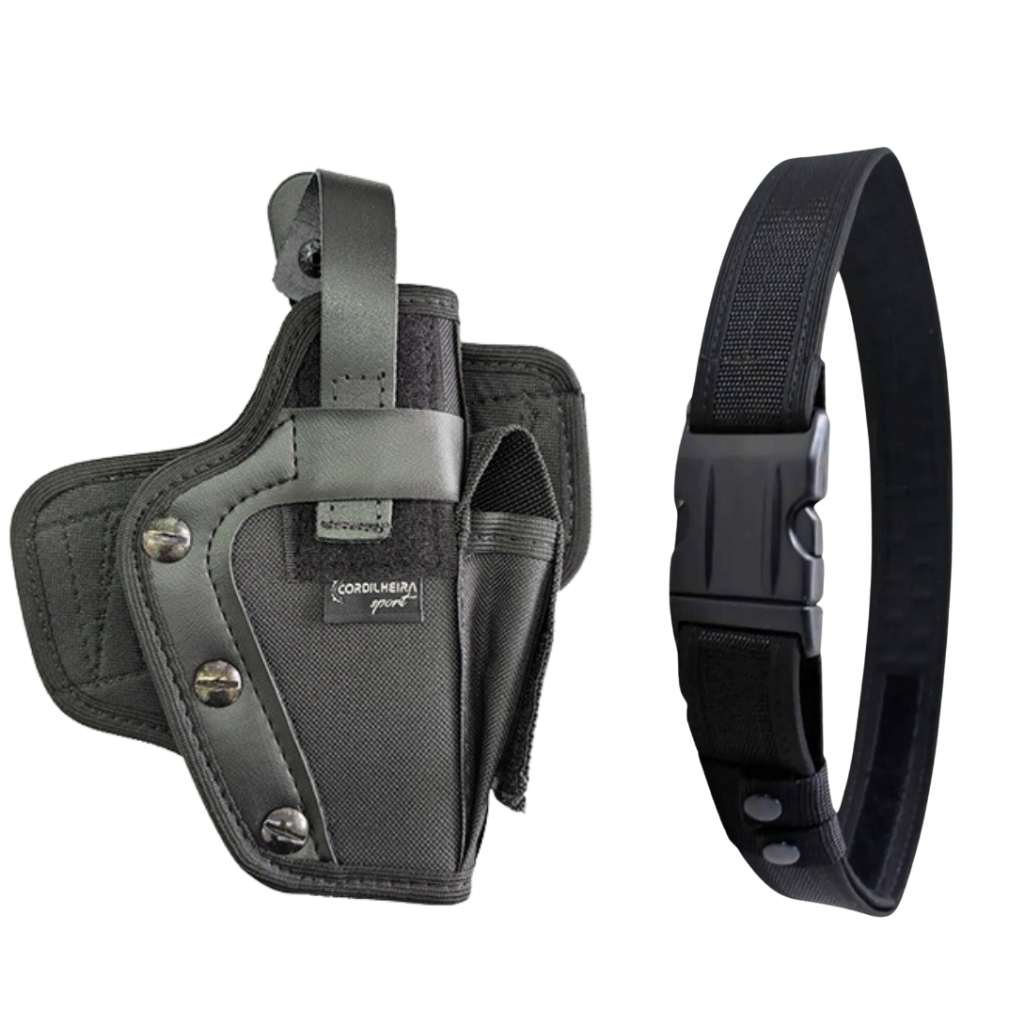 Coldre Militar Panqueca Parafuso c/ Porta Magazine Cintura Preto + Cinto Tático N.a  Preto - Sports & Outdoors