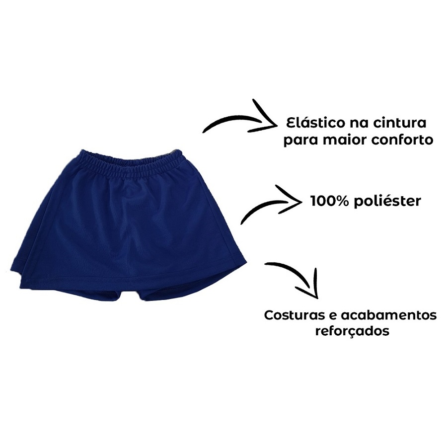 Short saia infantil menina uniforme escolar shorts saia helanca