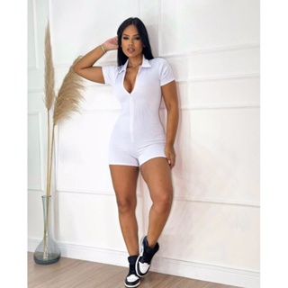 Macaquinho Manga curta canelado 3D Feminino premium gringo Festa em Oferta na Shopee