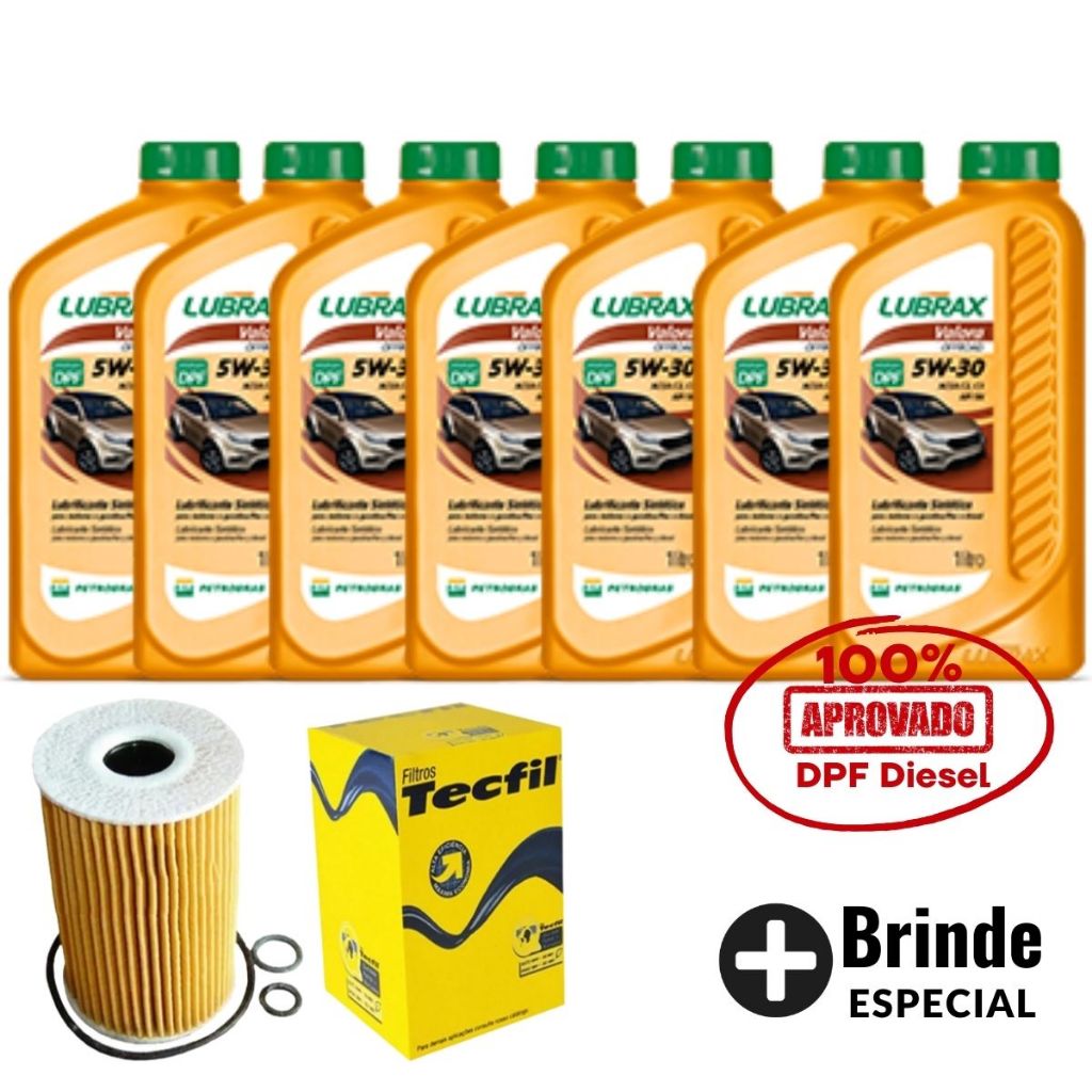 Kit Troca De Óleo Filtro VW Amarok 2.0 2010 A 2022 5W30 Diesel Lubrax ACEA C2 C3 DPF