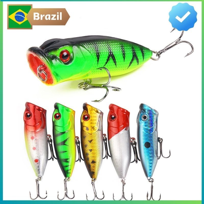 Isca Artificial tucunaré superfície Popper Pesca 7 cm /13g isca meia agua Biônico Onda De Esqui Isca Para Pesca